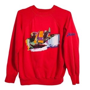 HOBIE x VTG 80's surf‎ graphic crewneck logo sweatshirt in red size XL